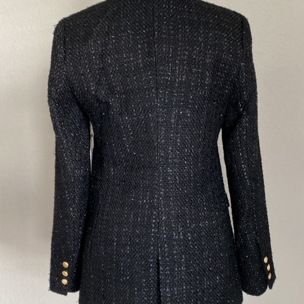Black tweed blazer gold buttons